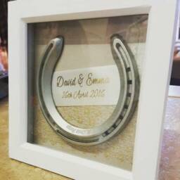 Wedding Horseshoe Gift - Personalised Good Luck Genuine Horseshoe Shadow Box Frame New Home Anniversary Engagement - thumbnail 3