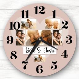 Couple Love Heart Photos Neutral Romantic Personalised Gift Clock