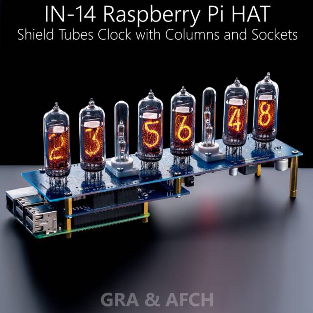 Nixie Tube Clock In-14 Raspberry Pi Hat & Shield For Boyfriend, Husband, Vintage, Glowing Clock, Gift, Steampunk - image 1