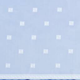 White Net Curtain Modern Squares Design With Detailed Border, Sold By The Metre in Width - thumbnail 2