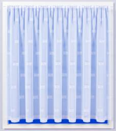 White Net Curtain Modern Squares Design With Detailed Border, Sold By The Metre in Width - thumbnail 1