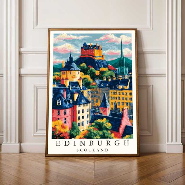 Edinburgh Travel Poster, Henri Matisse Inspired Print, Castle Wall Art, Gift For Coworker, 30Th Birthday Gifts Her - image 1