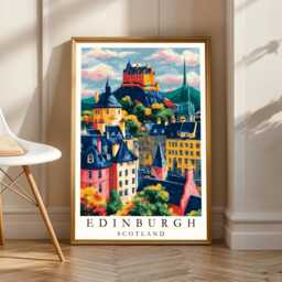 Edinburgh Travel Poster, Henri Matisse Inspired Print, Castle Wall Art, Gift For Coworker, 30Th Birthday Gifts Her - thumbnail 2