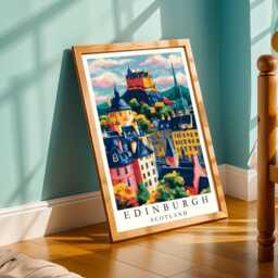 Edinburgh Travel Poster, Henri Matisse Inspired Print, Castle Wall Art, Gift For Coworker, 30Th Birthday Gifts Her - thumbnail 3