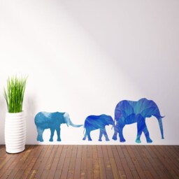 Watercolour Elephant Family - Set Of 3 Wall Sticker Decal - Kids Stickers, Animals Childrens Decals, Art - thumbnail 2