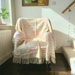 Soft Throw Blanket 4x6Ft Handwoven With Rainbow Colour Threads/Handloomed Made From 100% Cotton - thumbnail 1