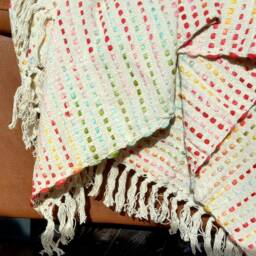 Soft Throw Blanket 4x6Ft Handwoven With Rainbow Colour Threads/Handloomed Made From 100% Cotton - thumbnail 2
