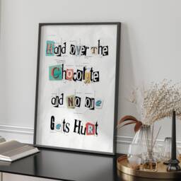 Hand Over Chocolate Typography Wall Art Print Funny Quote Poster For Kids Bedroom Playroom Or Kitchen Modern Grey Multicolour Design - thumbnail 2