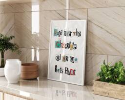 Hand Over Chocolate Typography Wall Art Print Funny Quote Poster For Kids Bedroom Playroom Or Kitchen Modern Grey Multicolour Design - thumbnail 1