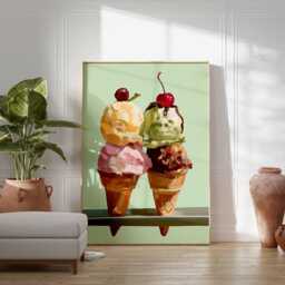 Ice Cream Cones Art Print - Retro Pop Kitchen Decor - thumbnail 4