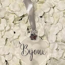 Pet Memorial Christmas Bauble, Pet Tree Decoration, Paw Print Charm Dog Bauble Decoration - thumbnail 2