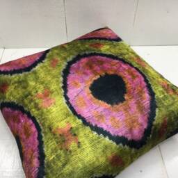 Handwoven Silk Ikat Pillow Cover 16x16, Modern Home Decor - thumbnail 4