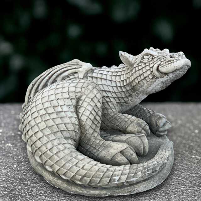 Relaxing Dragon Statue Concrete Laying Sculpture Stone Animal Decoration Dragon Lover Gift Garden Curled Ornament Yard Art - image 1