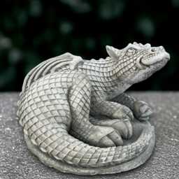 Relaxing Dragon Statue Concrete Laying Sculpture Stone Animal Decoration Dragon Lover Gift Garden Curled Ornament Yard Art - thumbnail 1