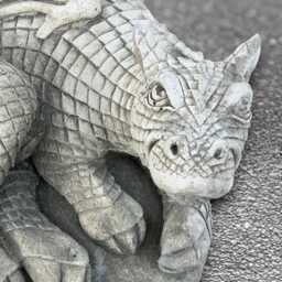 Relaxing Dragon Statue Concrete Laying Sculpture Stone Animal Decoration Dragon Lover Gift Garden Curled Ornament Yard Art - thumbnail 2