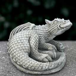 Relaxing Dragon Statue Concrete Laying Sculpture Stone Animal Decoration Dragon Lover Gift Garden Curled Ornament Yard Art - thumbnail 3