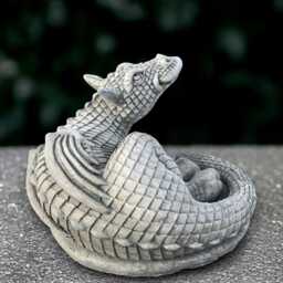 Relaxing Dragon Statue Concrete Laying Sculpture Stone Animal Decoration Dragon Lover Gift Garden Curled Ornament Yard Art - thumbnail 4