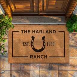 Personalized Horse Stable Doormat - Custom Ranch Welcome Mat Gift For Lovers Western Rustic Barn - thumbnail 1