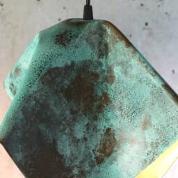 Green Patina Copper Pendant Light Handmade Modern Sculpture - thumbnail 2