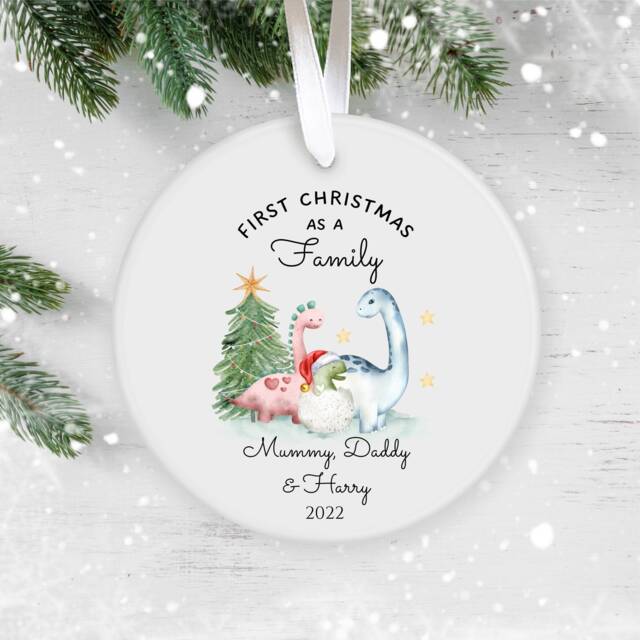 Personalised First Christmas As A Family, Holiday Decor, Ornament 2022, Family Keepsake Baby's 1st Christmas, Ceramic Bauble - image 1