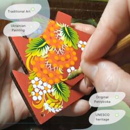 Wooden Christmas Ornaments Mitten & Stocking Decorations Hand Painted in Ukrainian Petrykivka Painting Ethnic Style Artisan Folk - thumbnail 3