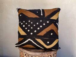 Brown & Black Handmade African Mud Cloth Pillow Case - Multi-Color Unique Decor 20 X Mudcloth - thumbnail 1