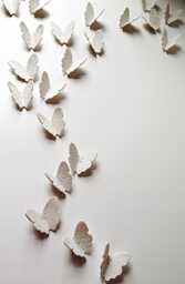 21 Porcelain Butterfly Wall Art Set, White Ceramic With Silver Golden Or Copper Wire - thumbnail 1