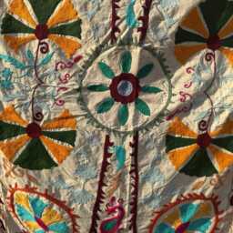 Hand-stitched Suzani Cotton Throw Blanket - Unique Boho Decorative Piece - thumbnail 2