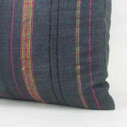 Vintage Hmong Pillow Cover 20x20, Handwoven Tribal Embroidered Cushion - thumbnail 3