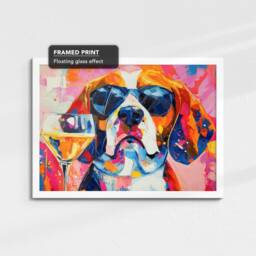 Beagle Toasting Drink Glasses Dog Pet Art Abstract Oil Painting Framed Poster Print & Canvas Wall Living Home Decor Interior Gift - thumbnail 3