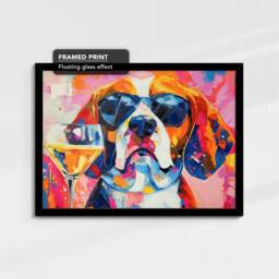 Beagle Toasting Drink Glasses Dog Pet Art Abstract Oil Painting Framed Poster Print & Canvas Wall Living Home Decor Interior Gift - thumbnail 2