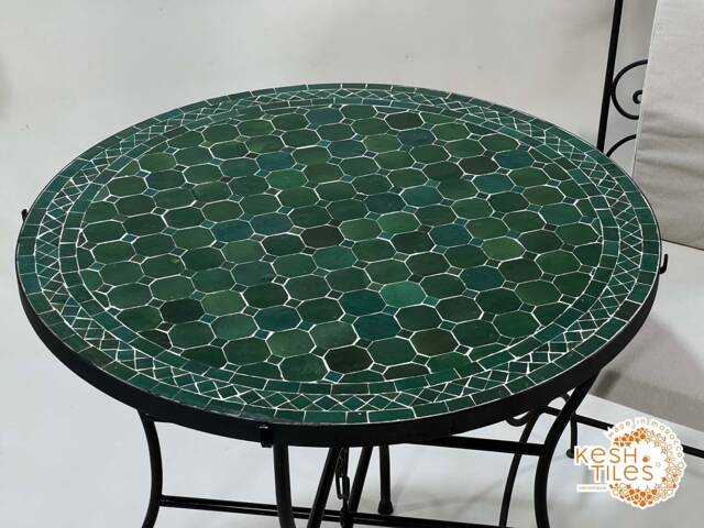 Handmade Moroccan Mosaic Green Table, Outdoor Patio Furniture - image 1