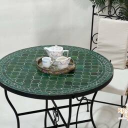 Handmade Moroccan Mosaic Green Table, Outdoor Patio Furniture - thumbnail 2