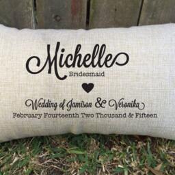 Custom Bridesmaid Pillow, Bridal Party Gift, Handmade Cotton Pillowcase - thumbnail 2