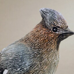 Waxwing Bird Statue Hand Cast Resin Figurine - thumbnail 4