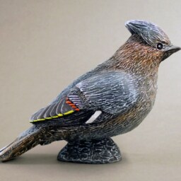 Waxwing Bird Statue Hand Cast Resin Figurine - thumbnail 3
