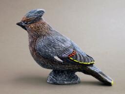 Waxwing Bird Statue Hand Cast Resin Figurine - thumbnail 1