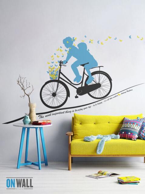 Kids Wall Decal- Bike & Butterfly Wall Sticker-Vinyl Wall Art - Decal S004 - image 1
