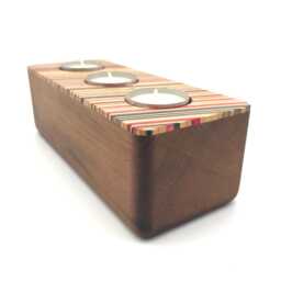 Candle Holder Made From Exotic Wood & Recycled Skateboards - thumbnail 2