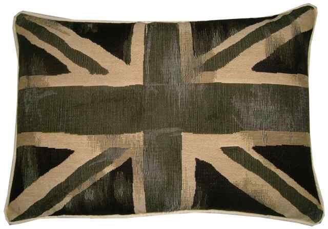 Vintage Black Union Jack British Flag Tapestry Cushion Pillow Cover - image 1