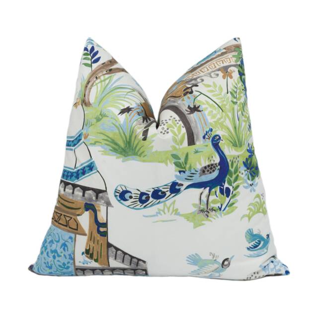 Thibaut - Mystic Garden Blue & Green Sophisticated Cushion Cover Handmade Throw Pillow Designer Home D??cor - image 1