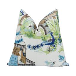 Thibaut - Mystic Garden Blue & Green Sophisticated Cushion Cover Handmade Throw Pillow Designer Home D??cor - thumbnail 1