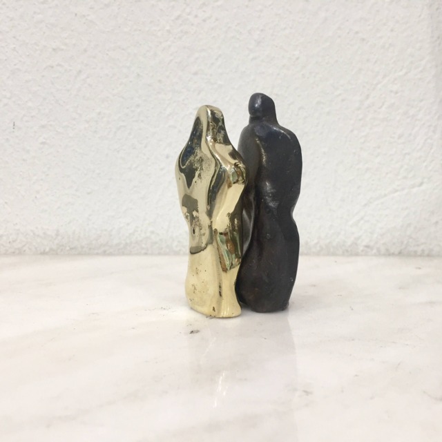Small Bronze Couple Sculpture, Signed Anniversary Gift - image 1