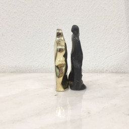 Small Bronze Couple Sculpture, Signed Anniversary Gift - thumbnail 2