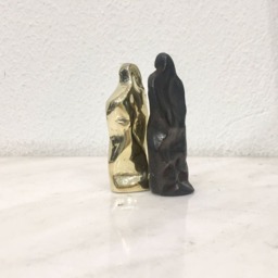 Small Bronze Couple Sculpture, Signed Anniversary Gift - thumbnail 3