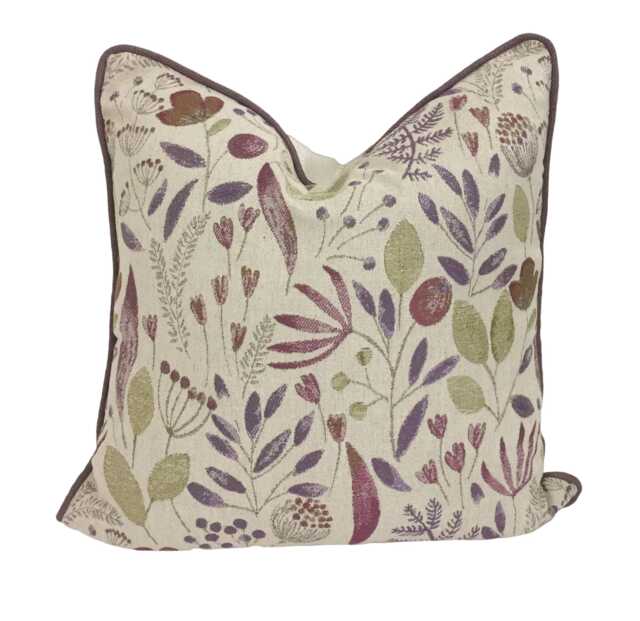 Voyage - Winslow Linen Cream/Heather Effortless Floral Jacquard Weave Designer Cushion Cover Luxury Throw Pillow Handmade Home Decor