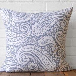 Blue Paisley Square Cotton Throw Pillow - thumbnail 2