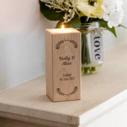 Engaged Candle Holder Gift - Personalised Engagement For Couple Tea Light Lc456 - thumbnail 1