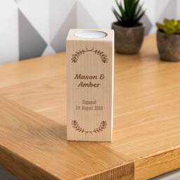 Engaged Candle Holder Gift - Personalised Engagement For Couple Tea Light Lc456 - thumbnail 4
