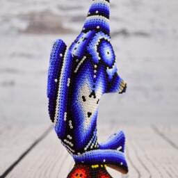 Huichol Beaded Sailfish Sculpture - Hand Carved Copal Wood Alebrije, Mexican Folk Art - thumbnail 2